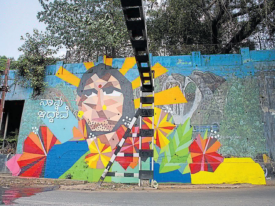 colourful Art work by Poornima Sukumar for the 'St+Art Festival'.