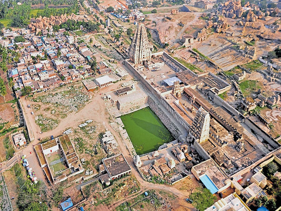 SPECTACULAR: A panoramic view of the Virupaksha temple in Hampi from a helicopter. dh Photo