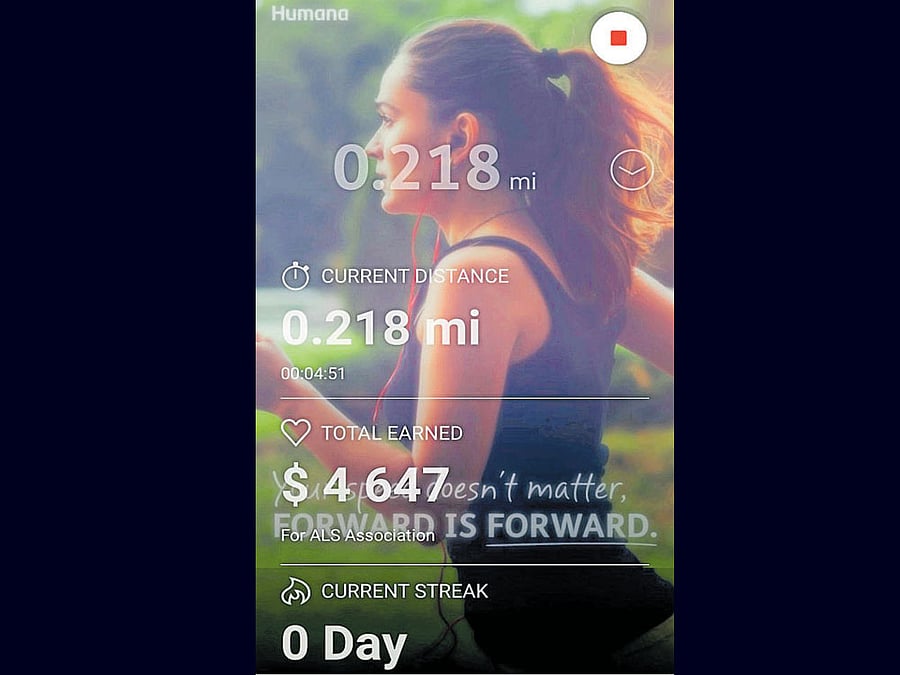 A screenshot of the Charity Miles app. INYT