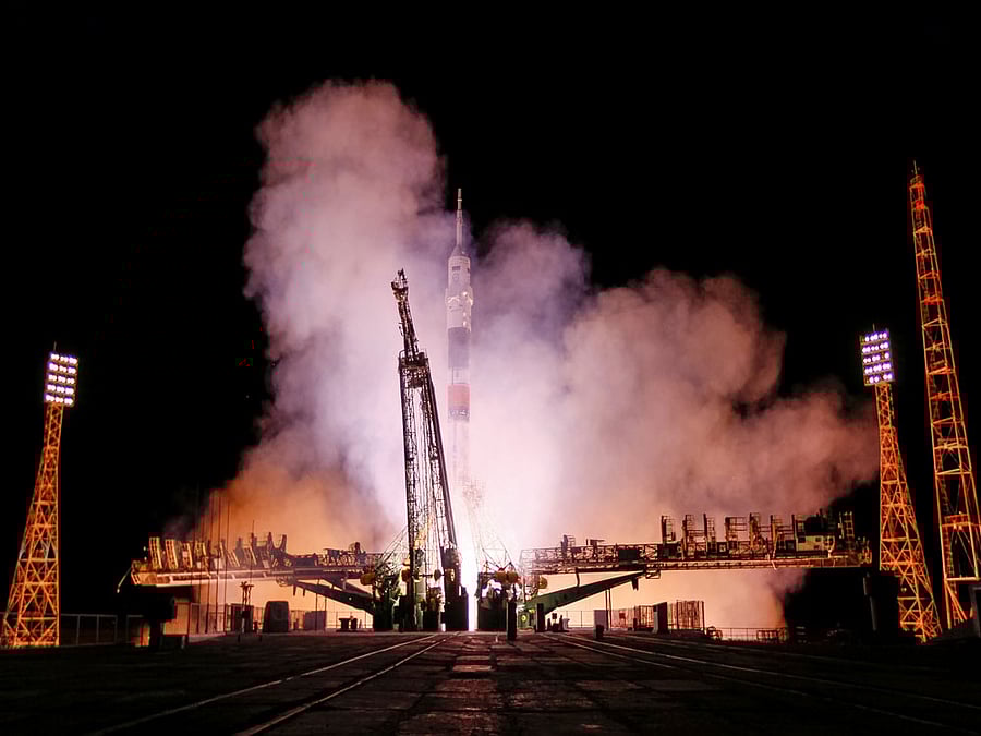 The Soyuz MS-03 spacecraft carrying the crew of Peggy Whitson of the U.S., Oleg Novitskiy of Russia and Thomas Pesquet of France blasts off to the International Space Station (ISS) from the launchpad at the Baikonur cosmodrome, Kazakhstan. Reuters Photo
