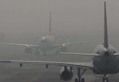 The fog reduced the visibility at Indira Gandhi International Airport (IGIA) to below 100 metres and several departures and arrivals were hit. PTI file photo
