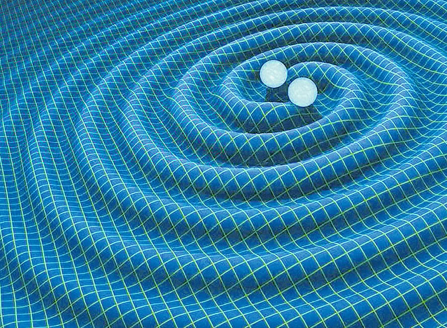 contradictory? An artist's impression of gravitational waves generated by  binary neutron stars. Illustration by R Hurt/Caltech-JPL