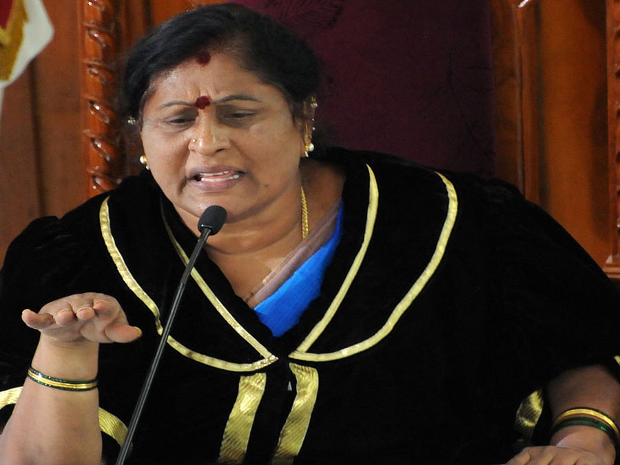 She gave an earful to the medical health officers for the poor maintenance of these hospitals. dh file photo