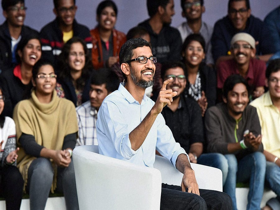 Google CEO, Sundar Pichai at a programme at his alma mater, IIT Kharagpur on Thursday. PTI Photo