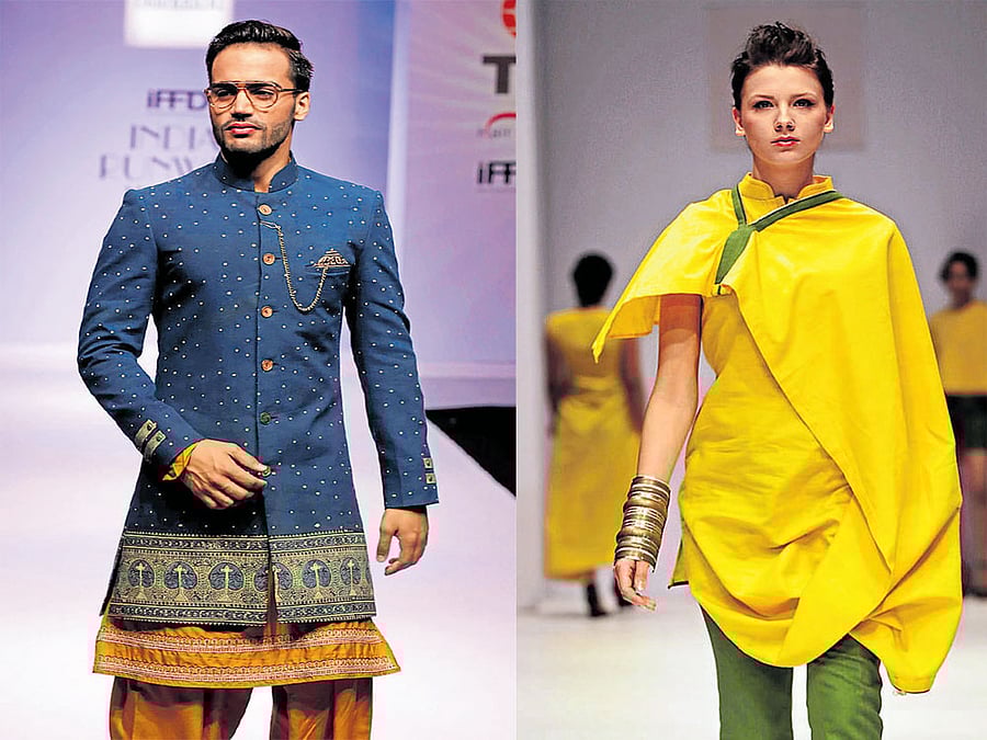 Models sporting designs by Fahd Khatri.