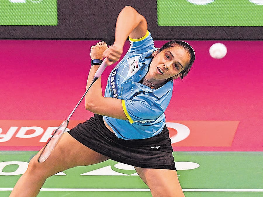 THERE SHE GOES Awadhe Warriors' Saina Nehwal returns during her win over Cheung Ngan Yi. DH PHOTO
