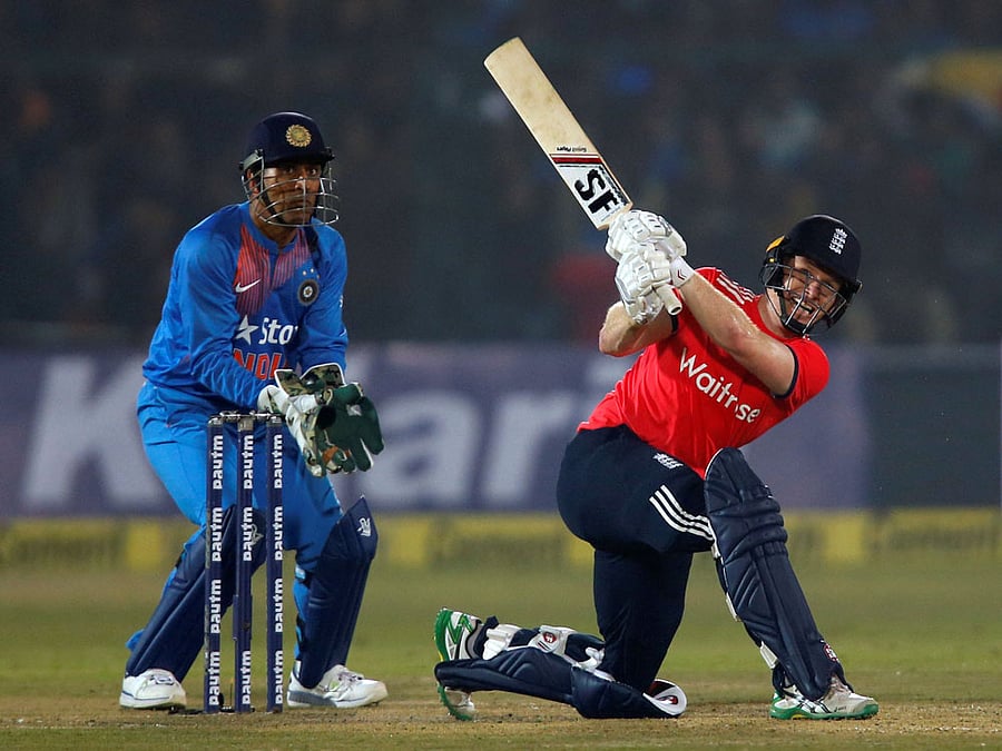 England's captain Eoin Morgan plays a shot. Reuters Photo.