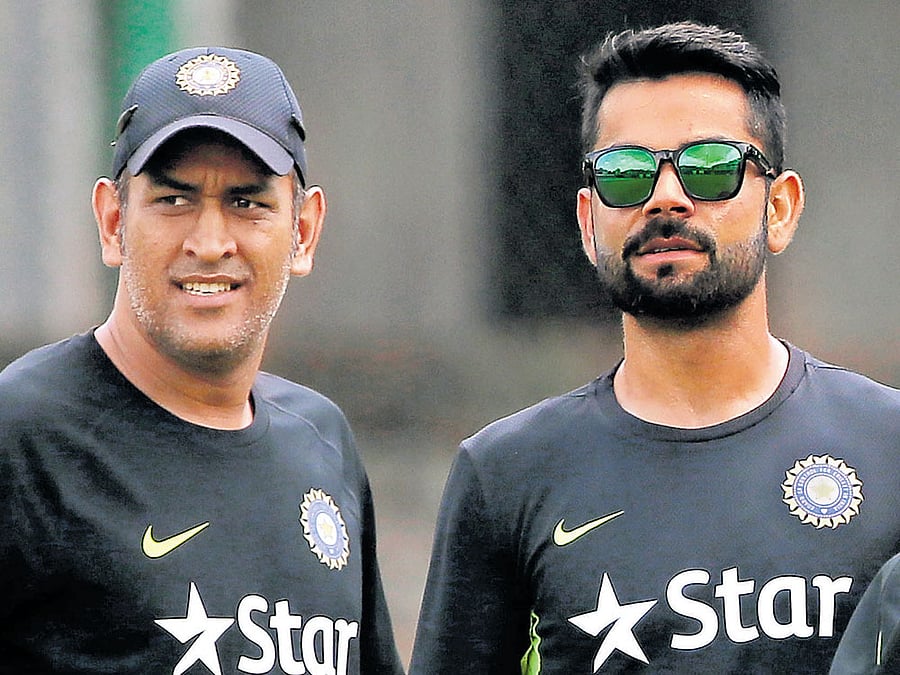 Indian captain Virat Kohli and MS Dhoni. File photo