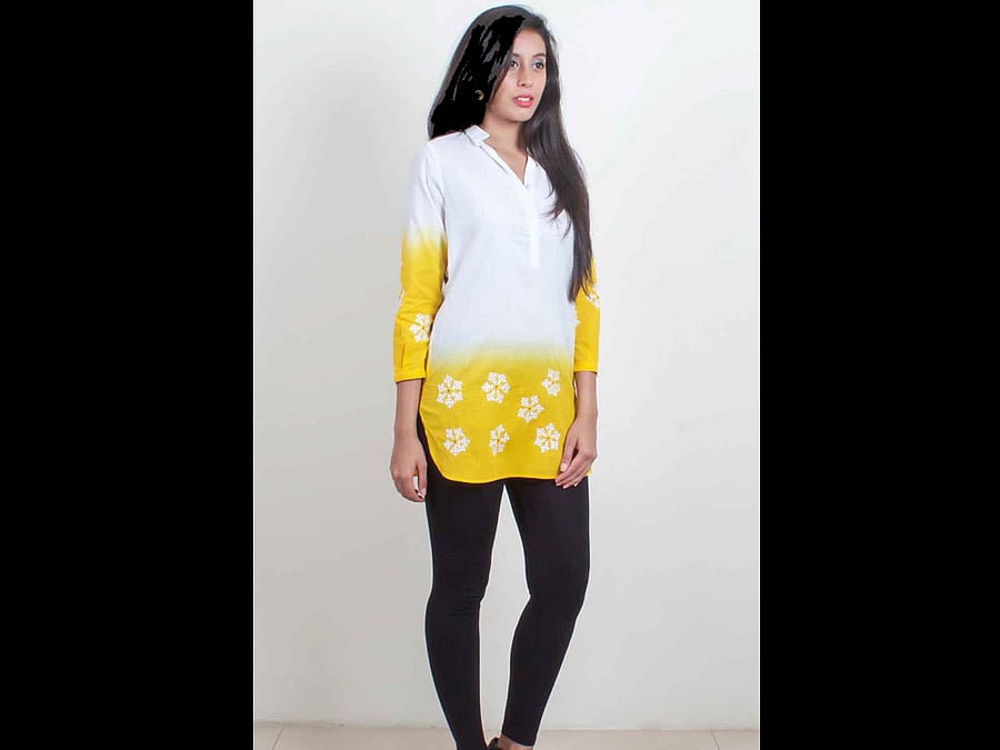 A model sports a 'kurta' by Aruna Madnani.