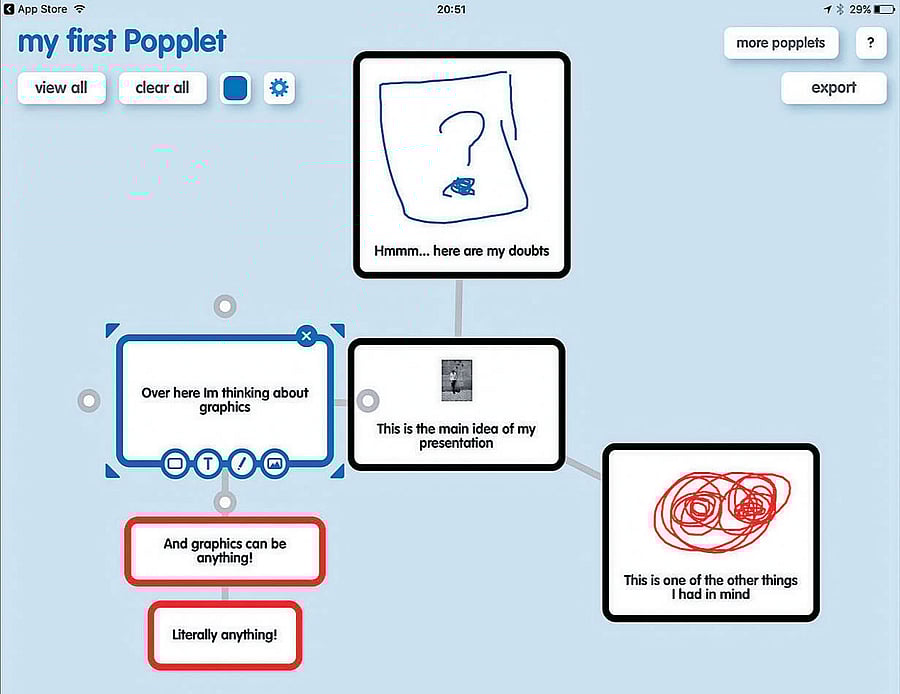 A screenshot of the app Popplet. INYT