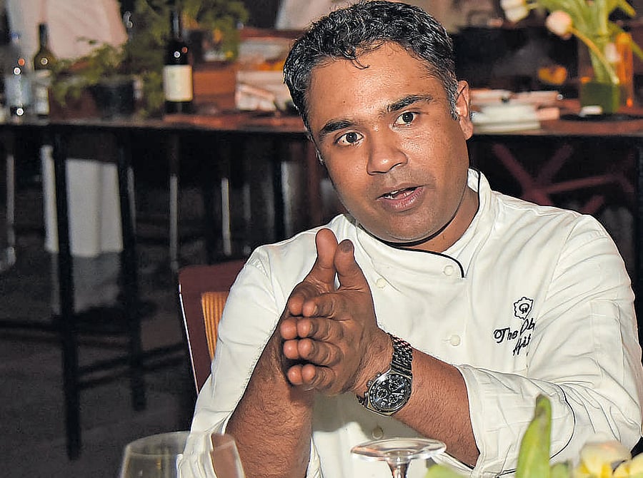 Chef Ajit and (below) Pork spare ribs and Lamb tomahawk.