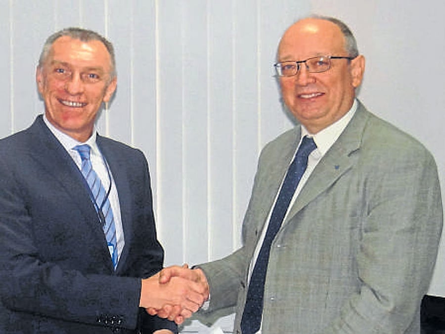 Prof Paul Croney and Thomas Fuhrmann ink pact in Bengaluru.