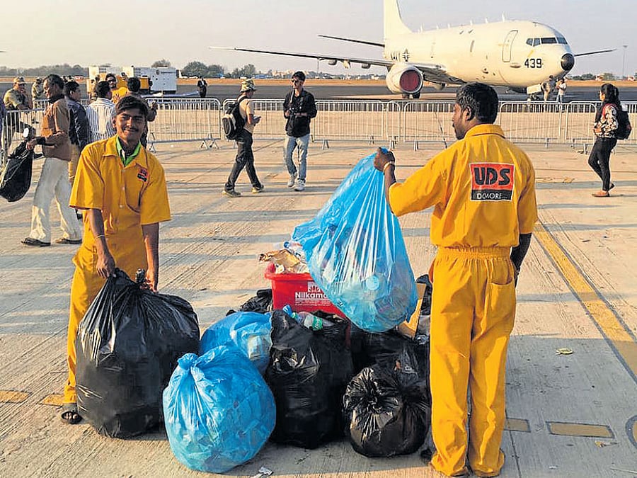 As many as 30 tonnes of dry waste is generated during the air show, of which around two tonnes is plastic. DH photo