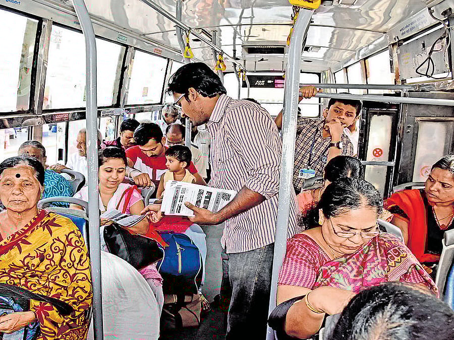 The members of both the groups demanded that the government declare Bus Bhagya in the coming budget, grant financial support to BMTC to procure more buses and reduce bus fares. DH file photo