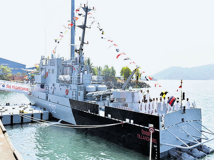 INS Tillanchang, which was commissioned at the Seabird naval base in Karwar on Thursday. dh photo