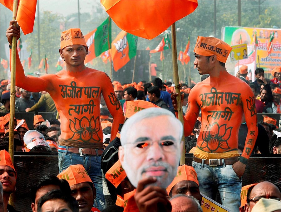 BJP sweeps UP, Cong wrests Punjab. PTI file photo