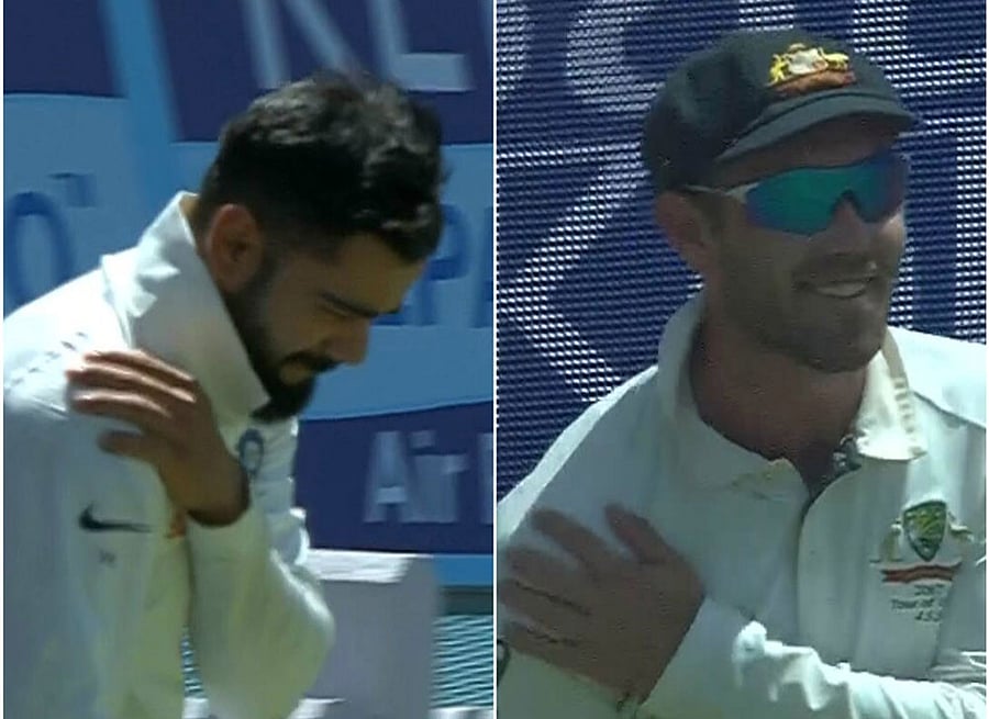 Indian captain Virat Kohli and  Australian spin allrounder Glenn Maxwell. Image courtesy Twitter.