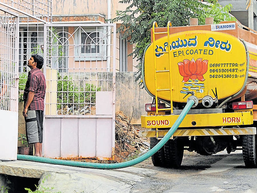 The demand for water tankers has gone up with the onset of summer. dh photo