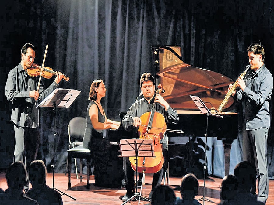 IN SYNC Ilya Norshtein, Maria Nemtsova, Evgeny Rumyantsev and Vitaly Vatulya. DH PHOTO BY B K JANARDHAN