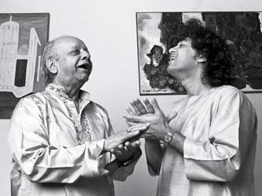 The Grammy-winning veteran also shared a picture in which he and his father can be seen practising. Image courtesy Twitter