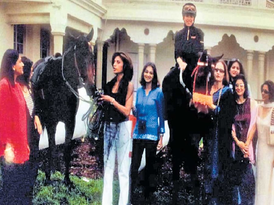 (From left) Neela Tattu, another friend, Deepa Sahni, Vandana Sood, the author (on the horse), Judith Bidapa, Nandini Basappa (at the back), Kashmira and Poppet Basappa.
