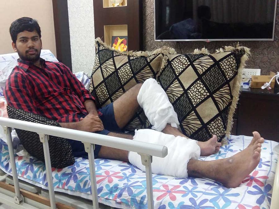 The 22-year old techie, S. Nikhil Reddy who has undergone surgery to gain height by few inches in the month of May last year has gained one and a half inch of height but will have to wait for one more year to lead a normal life. Deccan Herald photo