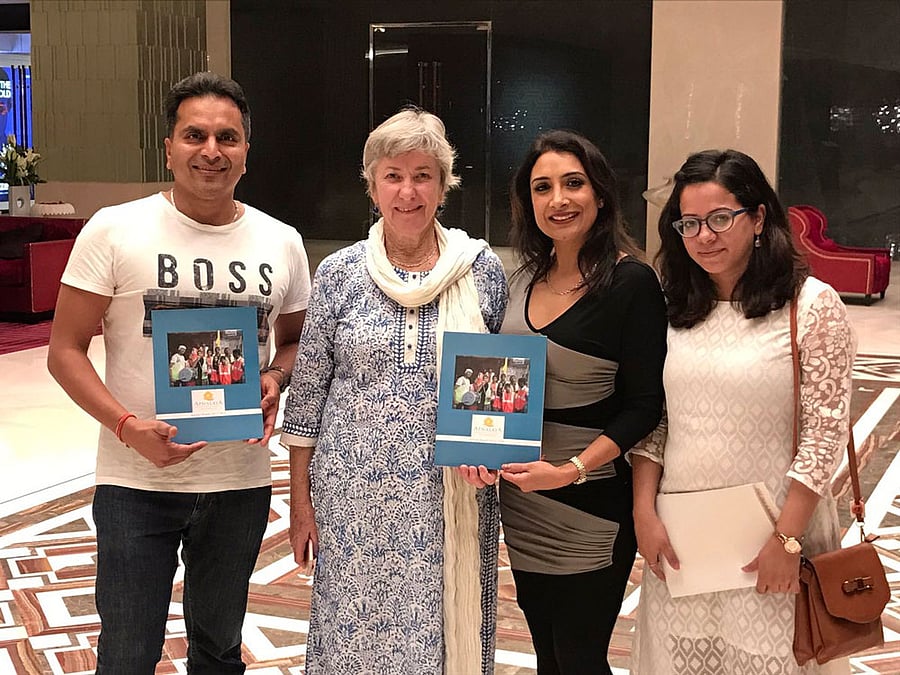 Annabel Mehta (second from left), was awarded the MBE for her work towards uplifting the underprivileged. Photo credit: twitter/HemrajGoyalFDN.