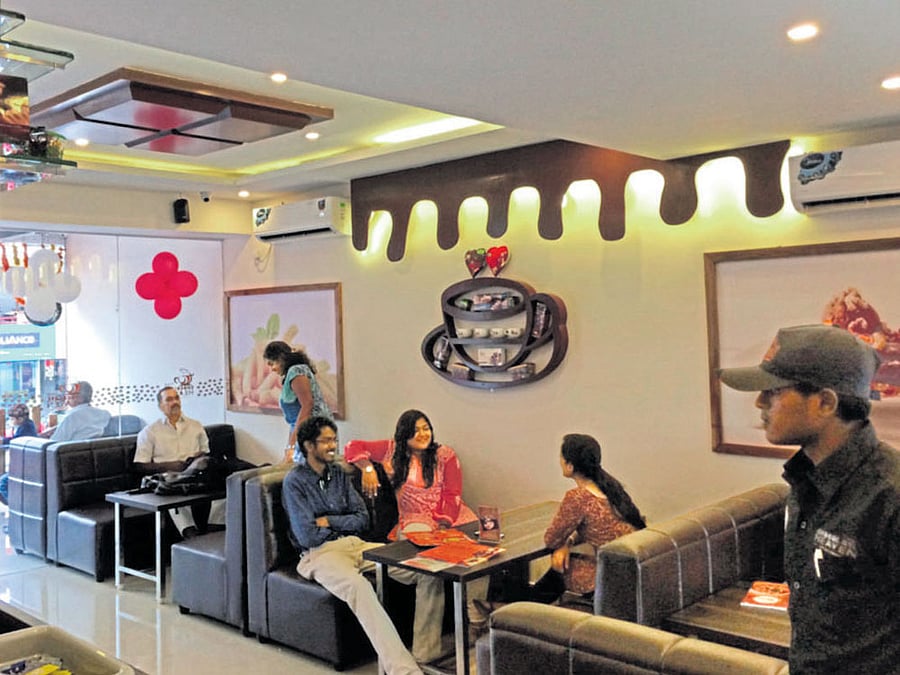 Customers at 'The Chocolate Heaven'.