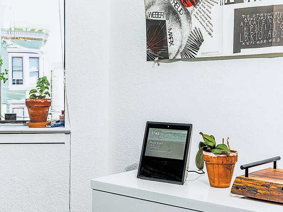 An Amazon Echo Show in the living room of Brian Chen, personal technology writer for The New York Times, in San Francisco. INYT