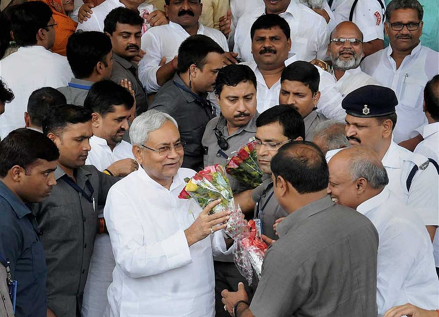 The new ruling alliance of the JDU, BJP and other smaller parties got 131 votes with the help of independents which was way above the half way mark of 122, while the opposition managed 108 votes. PTI Photo