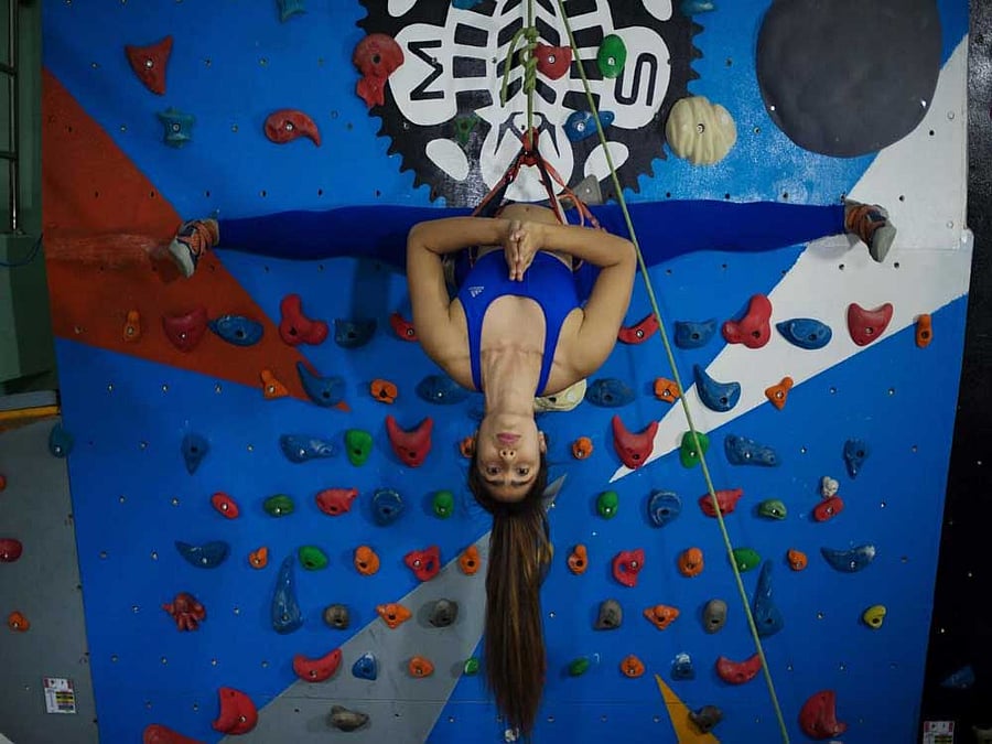 Khin Myat Thu Zar teachs yoga in Myanmar. AFP