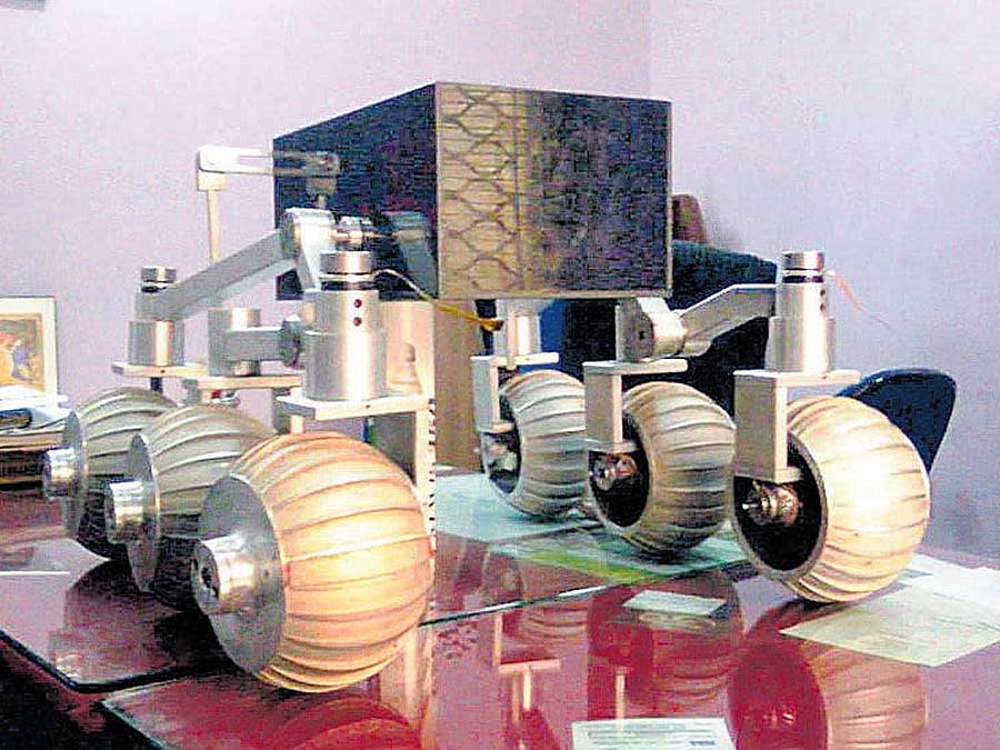 Testing of the Rover of Chandrayaan-2 moon mission is underway on the ISRO premises. DH Photo