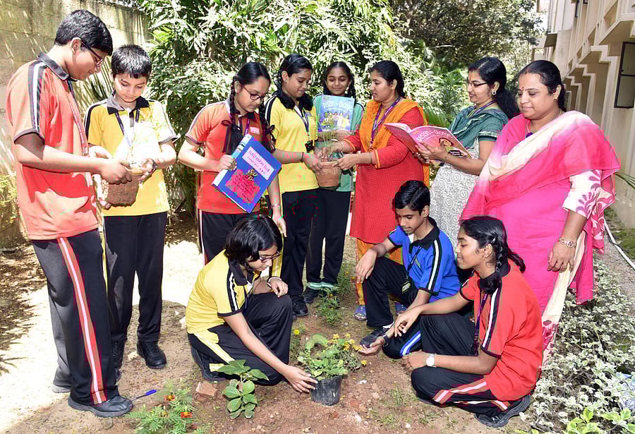Students of Shishya BEMLPublic School in Bengaluru. DH.