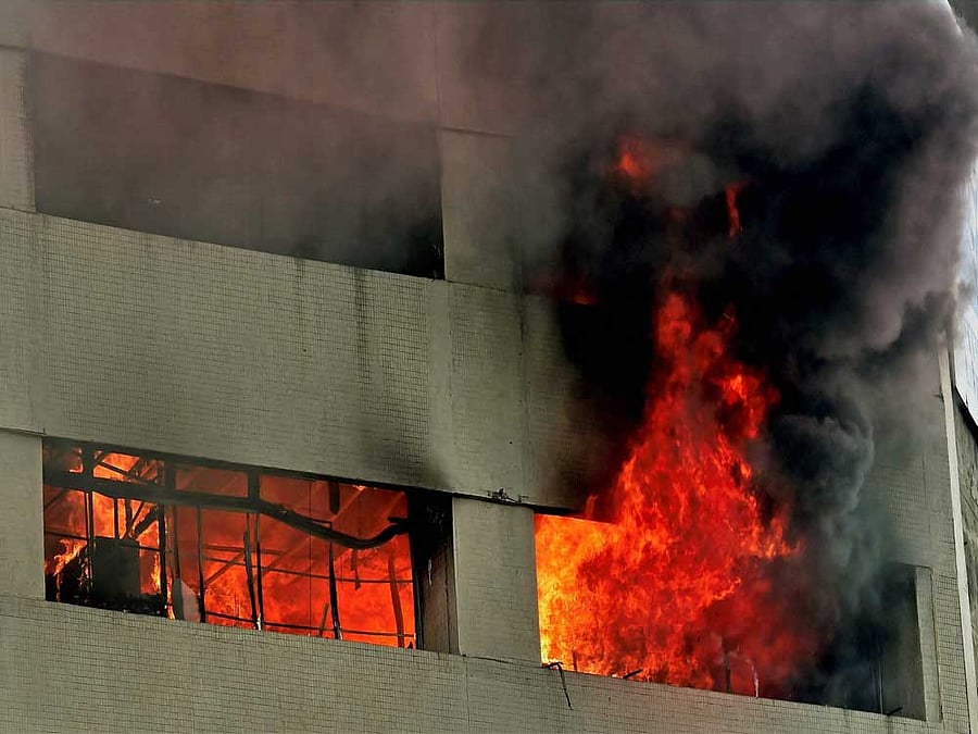 The Fire and Emergency Services pressed 22 fire tenders to douse the blaze. Fortunately, no loss of life was reported in the incident, a senior fire official said.