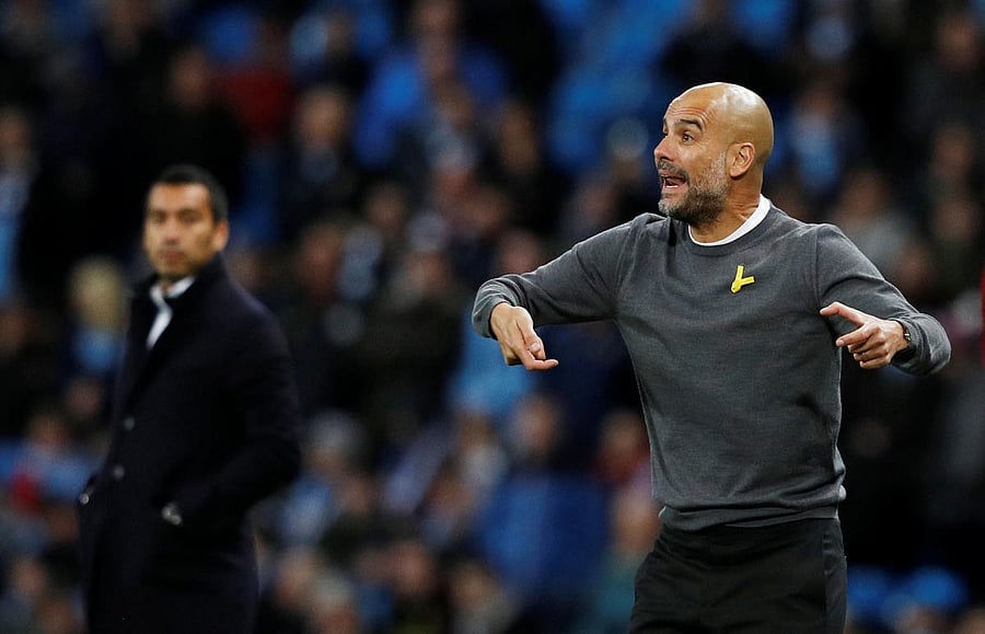 Raheem Sterling struck in the 88th minute to give City a 1-0 win over Feyenoord on Tuesday, which -- allied to Shakhtar Donetsk's 3-0 loss at Napoli  - guaranteed Guardiola's side first place in the group.