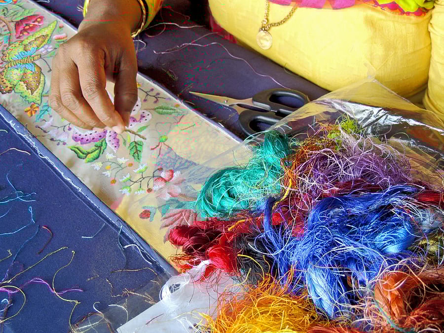 Petit point embroidery