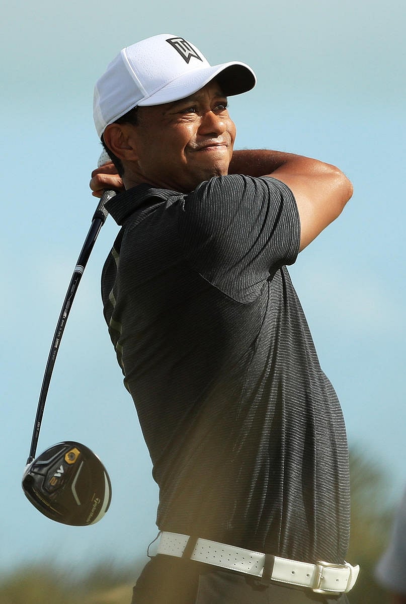 Tiger Woods of the United States plays his shot from the seventh tee during the first round of the Hero World Challenge at Albany, Bahamas on Thursday. AFP