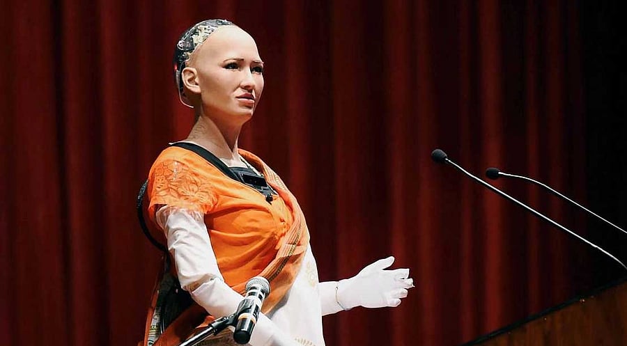 Sophia, a humanoid to be granted citizenship by Saudi Arabia, on Saturday appealed to humans to not be fearful of machines and pitched for a collaborative co-existence in the future. PTI photo