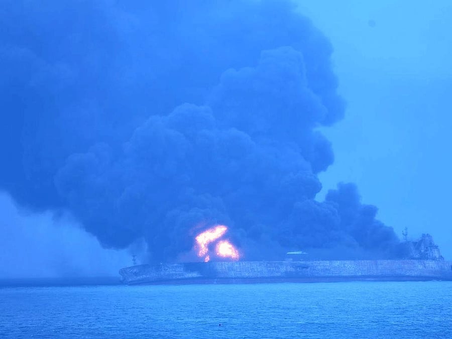 The Panama-registered tanker was sailing from Iran to South Korea, carrying 136,000 tonnes of condensate, an ultra-light crude. AP, PTI Photo