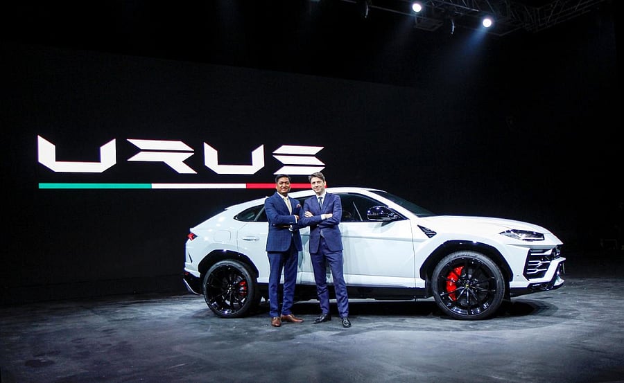 Lamborghini India Head Sharad Agarwal (left) and Lamborghini Asia Pacific General Manager Andrea Baldi at the launch of the company's latest sensation - Urus - in Mumbai recently.