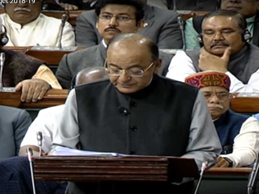 Finance Minister Arun Jaitley presents budget. (TV grab)