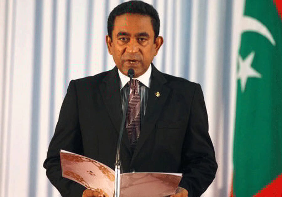 FILE PHOTO Abdulla Yameen takes his oath as the President of Maldives during a swearing-in ceremony at the parliament in Male November 17, 2013. REUTERS