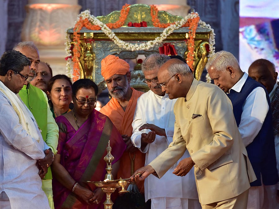Mahamastakabhisheka was inaugurated on Wednesday by the country's President Ram Nath Kovind. DH Photo
