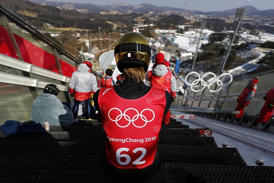 Daniel Andre Tande of Norway waits to do a training jump. Reuters photo
