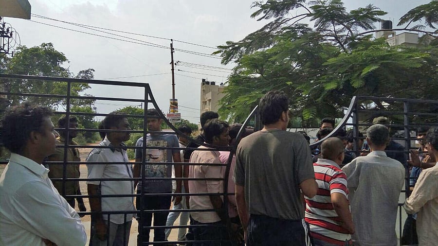 The residents protested against a hostel or a paying guest accommodation at a residential gated community, saying it would be a nuisance. DH Photo