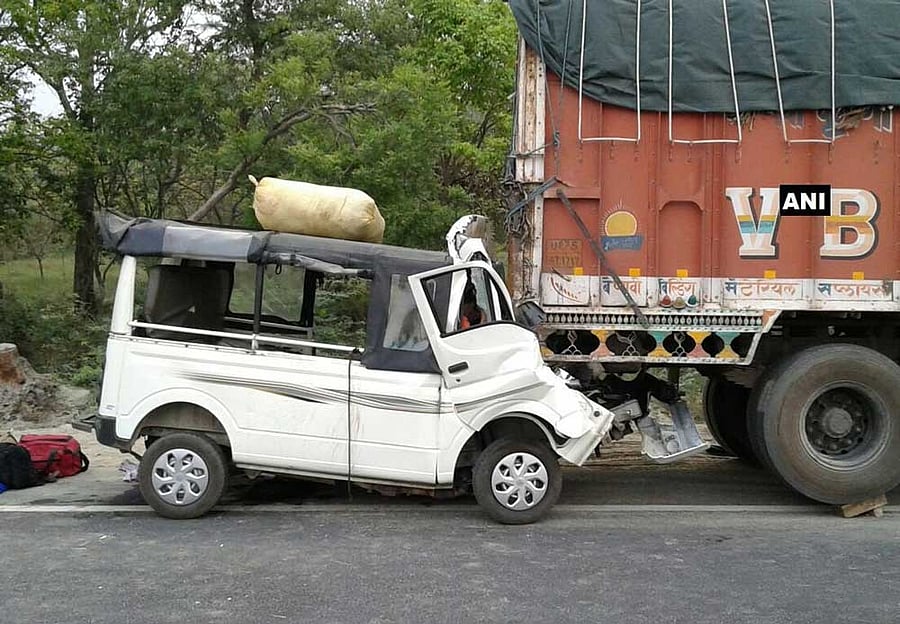 The site of the accident. Nine people were killed seven others were injured. ANI/Twitter photo.