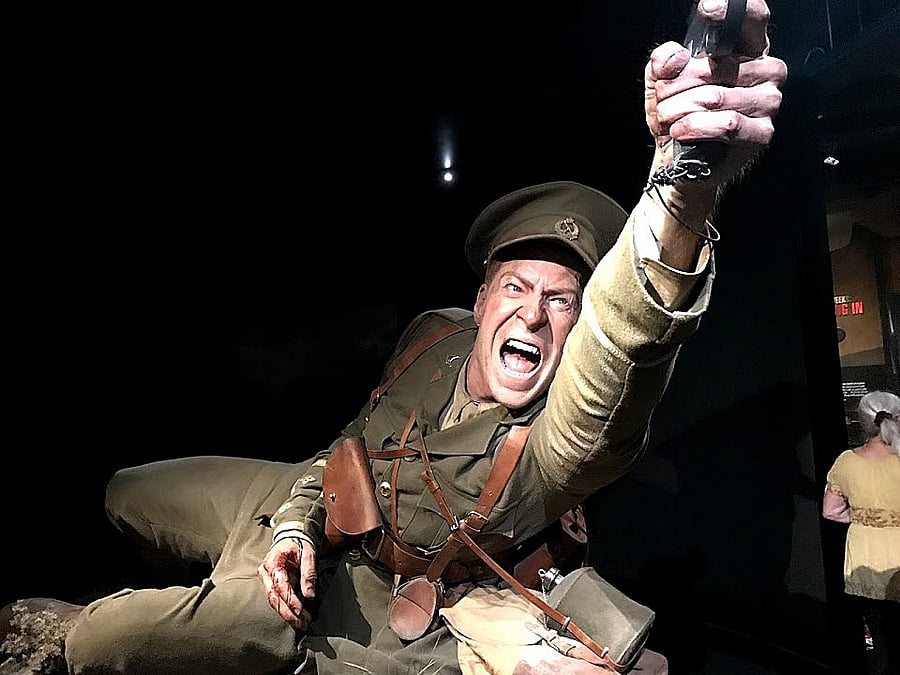 A life-size exhibit recalls the Gallipoli War.