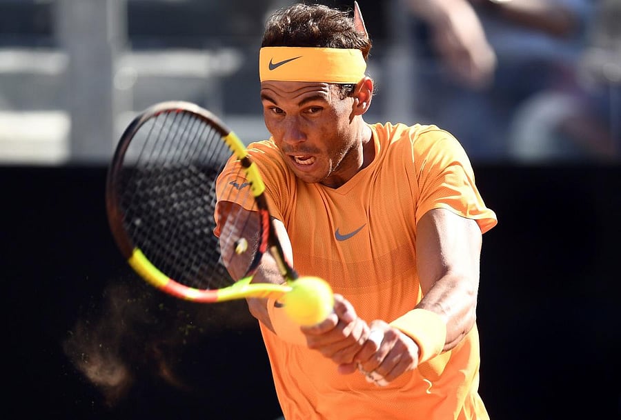 Rafael Nadal en route to his win against Novak Djokovic.