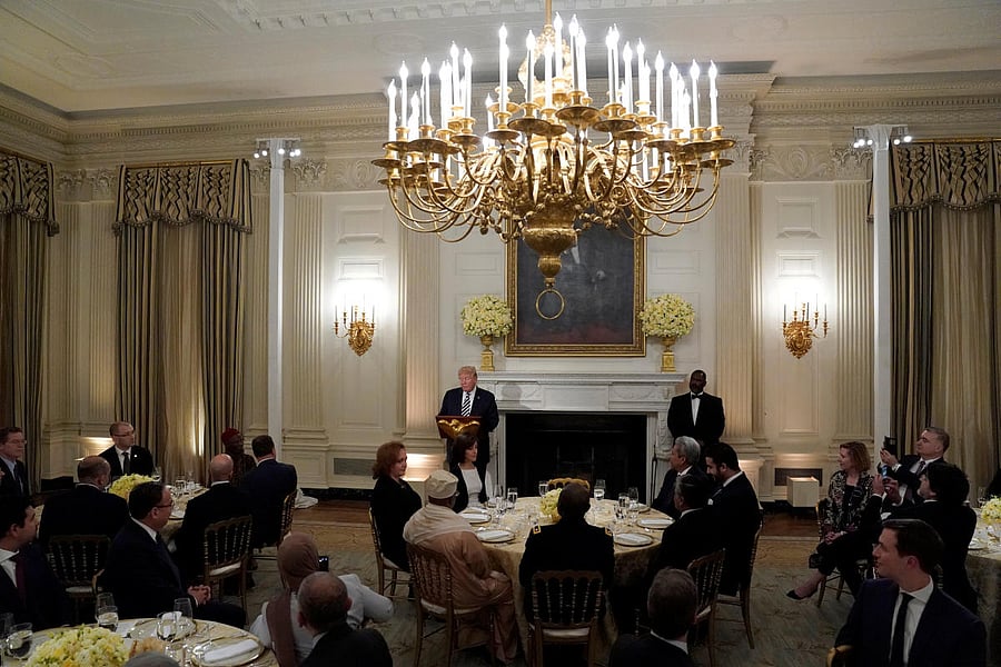 U S President Donald Trump speaks at the start of an Iftar dinner at the White House in Washington, U S, June 6, 2018. (REUTERS/Joshua Roberts)