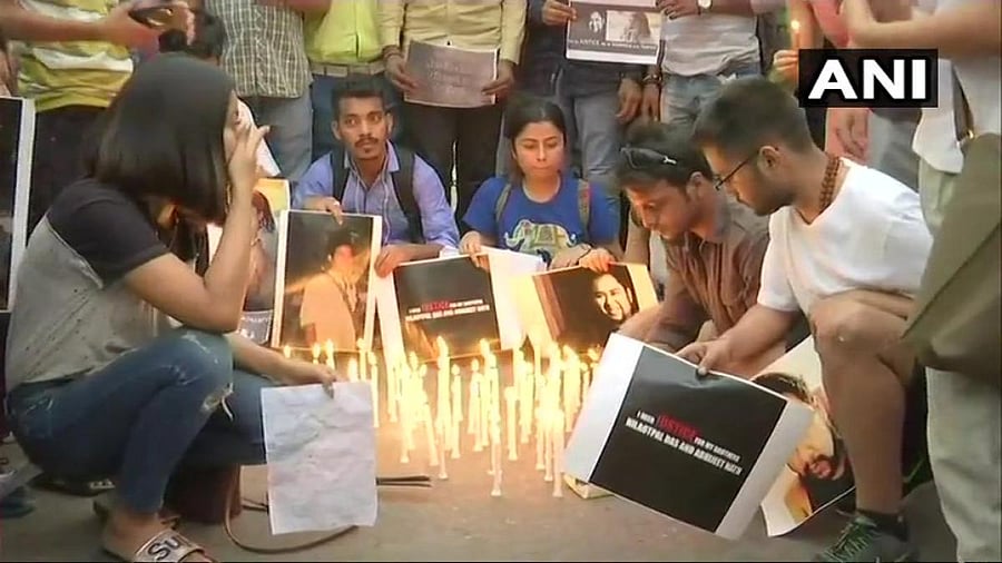 Protest against lynching incident of Assam. (ANI/Twitter)